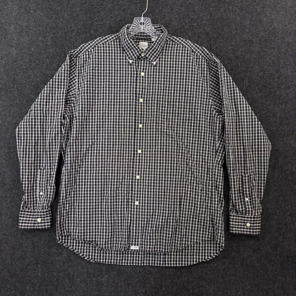 J.Crew Shirt Men's Large Green Blue Plaid 100% Cotton Button Down Casual Pocket